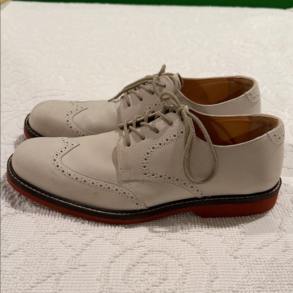Johnston & Murphy Cream “White Bucks” Brogue Oxfords
